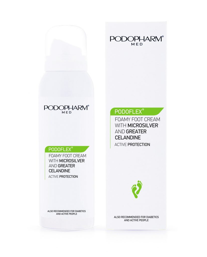 Podopharm, Podoflex, Krem do stóp w piance z mikrosrebrem i jaskółczym zielem, 125 ml